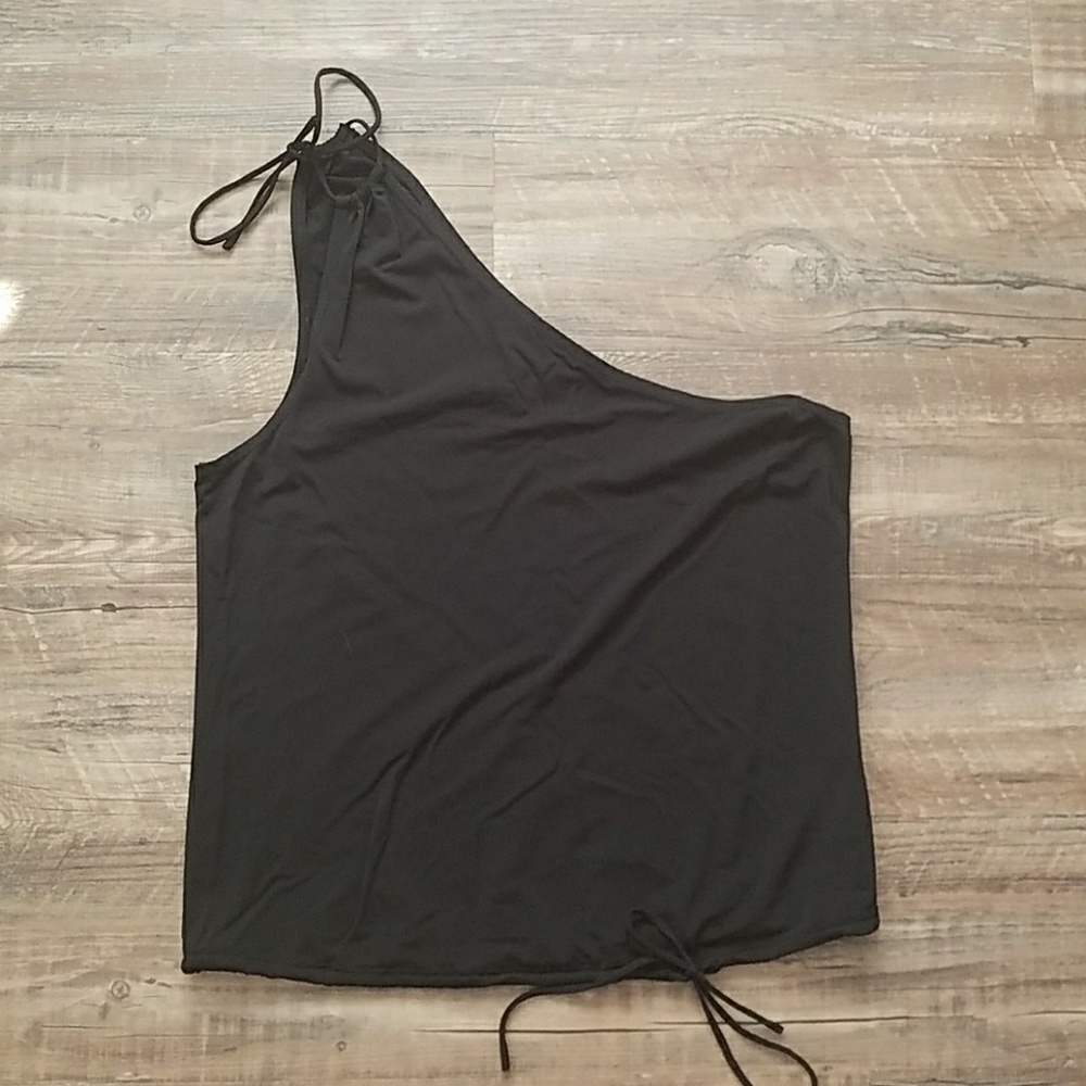 One Shoulder Black Tank Top